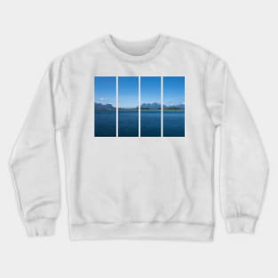 Wonderful landscapes in Norway. Nordland. Beautiful scenery of a coastline from Mortenstranda beach. Rippled sea in a sunny summer day.White clouds and islands in the background Crewneck Sweatshirt